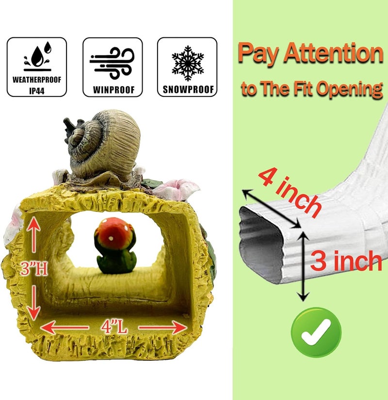 Teaeeno Frog Gutter Downspout Extension Decorative, Animal Gutter Extension Decor Statue,4"×3" Rain Gutter Downspout Splash Block,Garden Splash Block Outdoor Sculpture (Snail) - Image 5